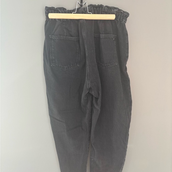 Zara Paper Bag Baggy Carrot Fit Rigid Denim Black Jeans | size 8 - Picture 9 of 9